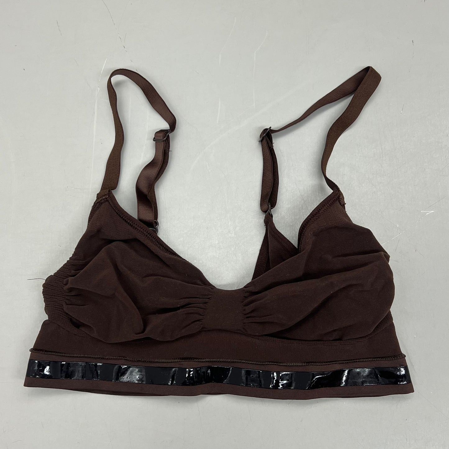 SKIMS Strong Support Seamless Sculpt Bralette Pique Stitching Women's Sz L Cocoa