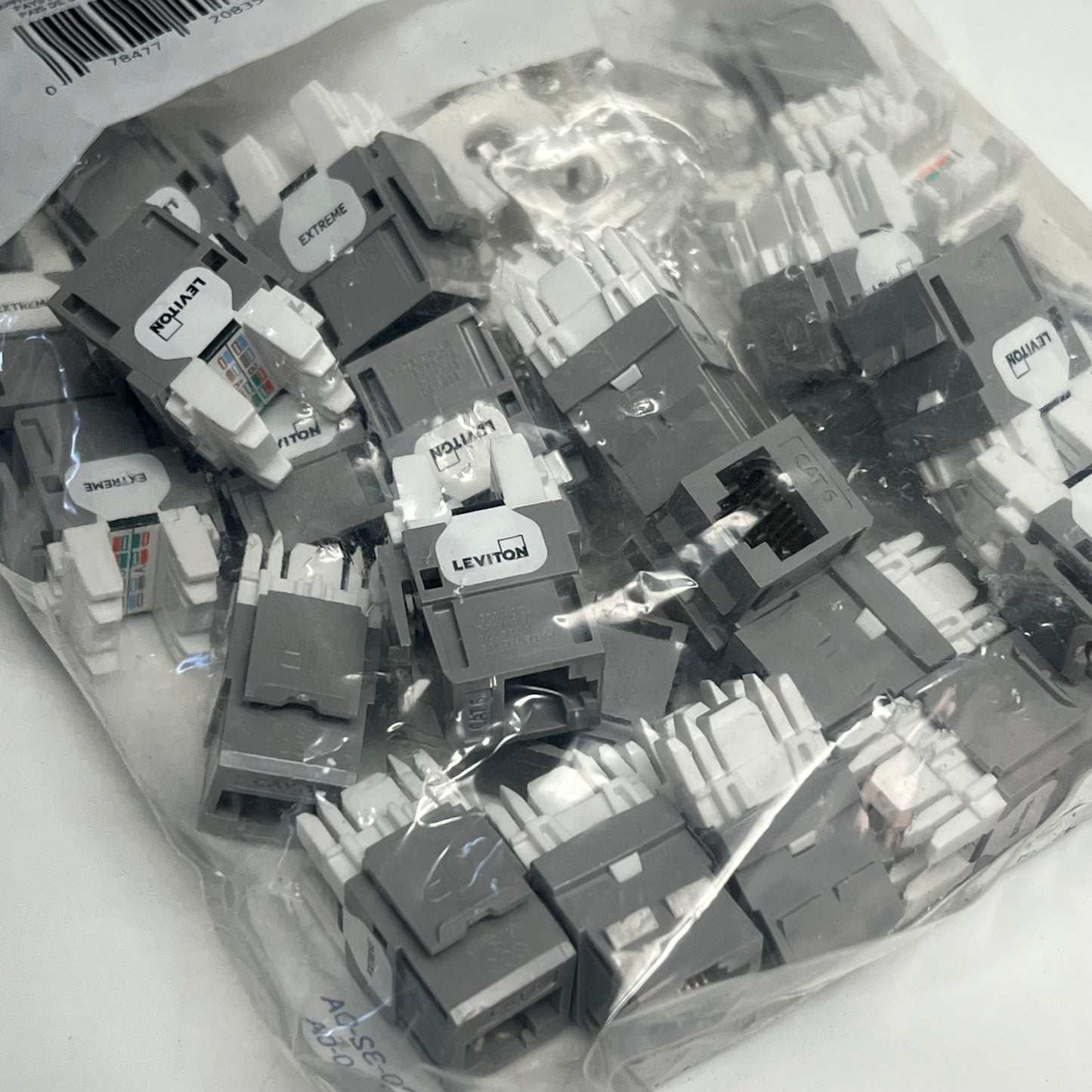 LEVITON (25 PACK) Extreme Cat 6 Quickport Jack Quickpack Gray 61110-BG6