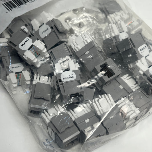 LEVITON (25 PACK) Extreme Cat 6 Quickport Jack Quickpack Gray 61110-BG6