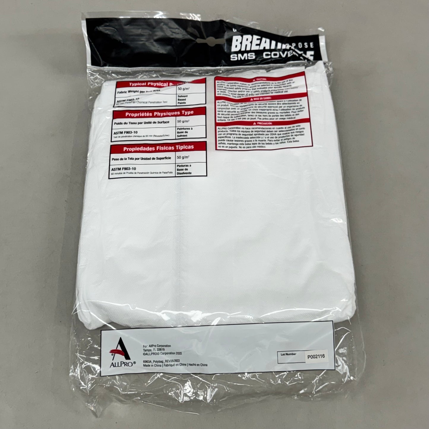 GENERAL PURPOSE (12 Pk) Breathable Sms Coverall Crew SZ XL White 6964A W/ 3-layer Polypropylene