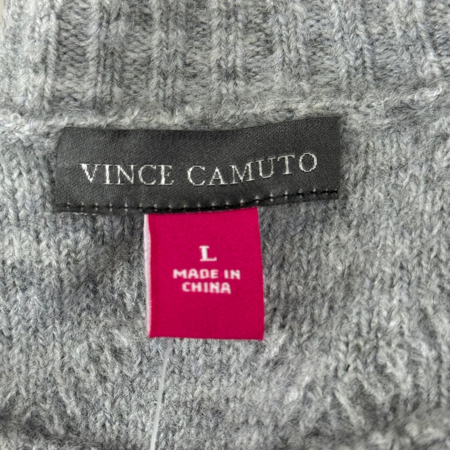 VINCE CAMUTO Cable Knit Sweater Women's Sz-L Light Heather Grey SC2895
