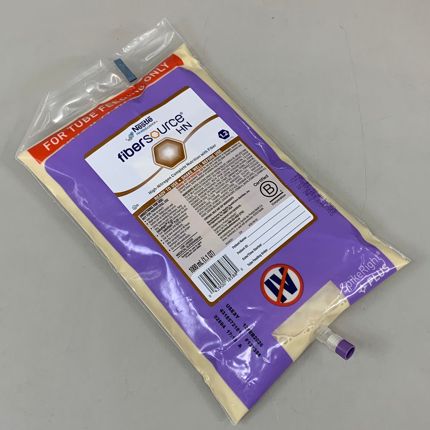 NESTLE (6 PACK) FiberSource HN Unflavored High-Nitrogen Feeding Tube 1 L BB 02/26