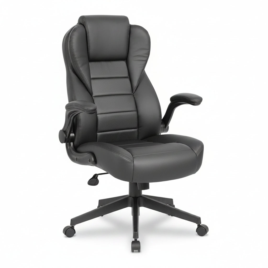 BOSS OFFICE  Ergonomic Vinyl Swivel Executive Chair Adjustable Black B8551-BK