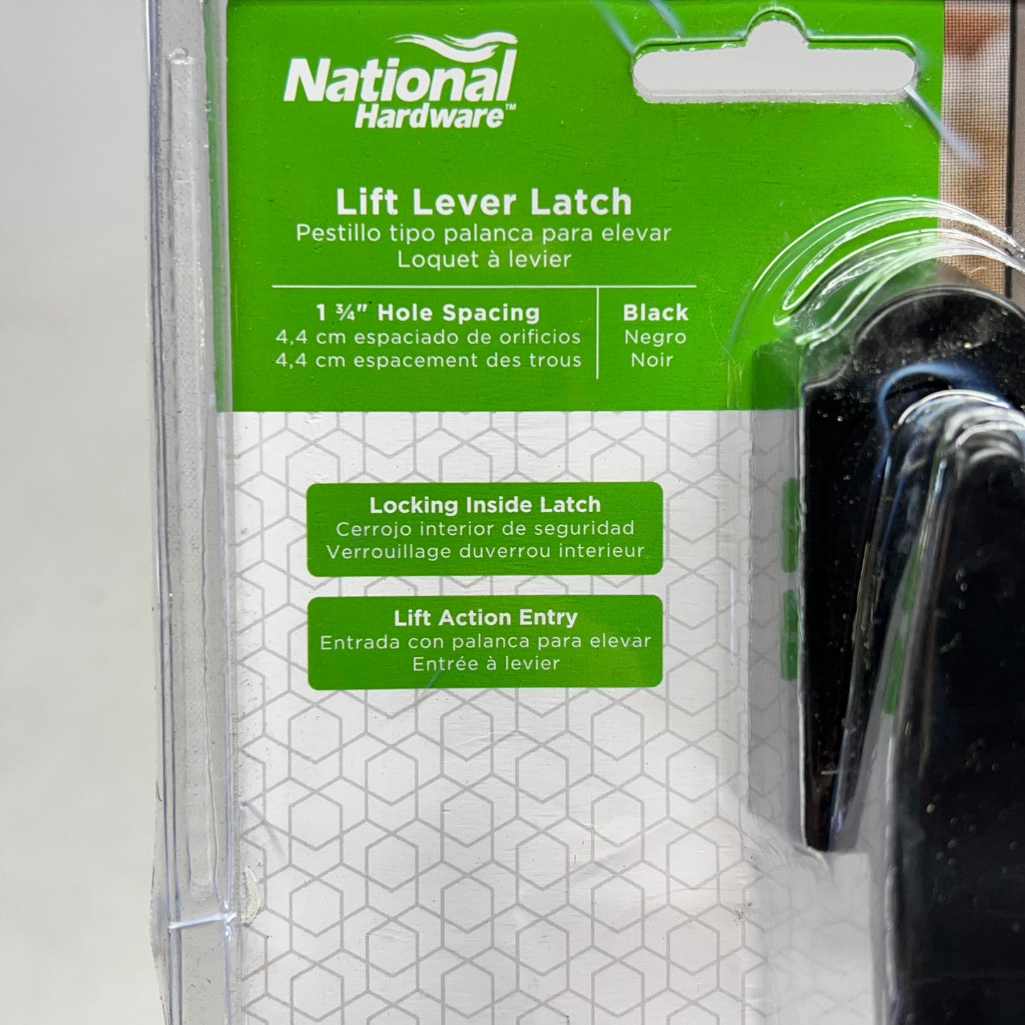 NATIONAL HARDWARE Lift Lever Latch Fits Doors 3/4" to 1-1/4" Black N100-034