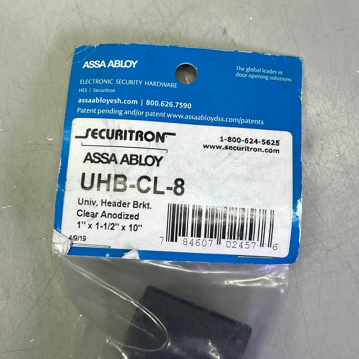 ASSA ABLOY Universal Header Bracket For Magnalock 1"x1-1/2"x10" UHB-CL-8