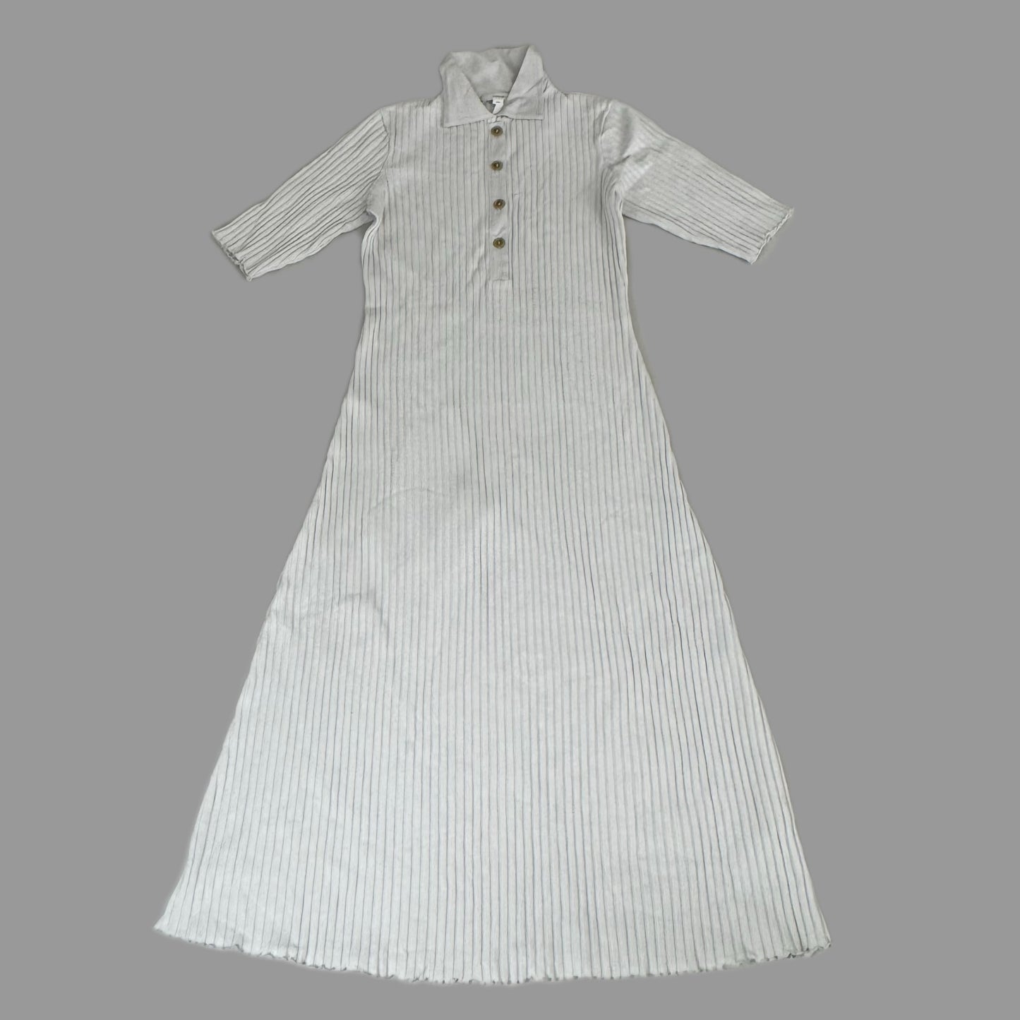 VINCE Ribbed Cotton-Blend Polo Dress 4 Button Women's Sz M Salt Glass V041584525