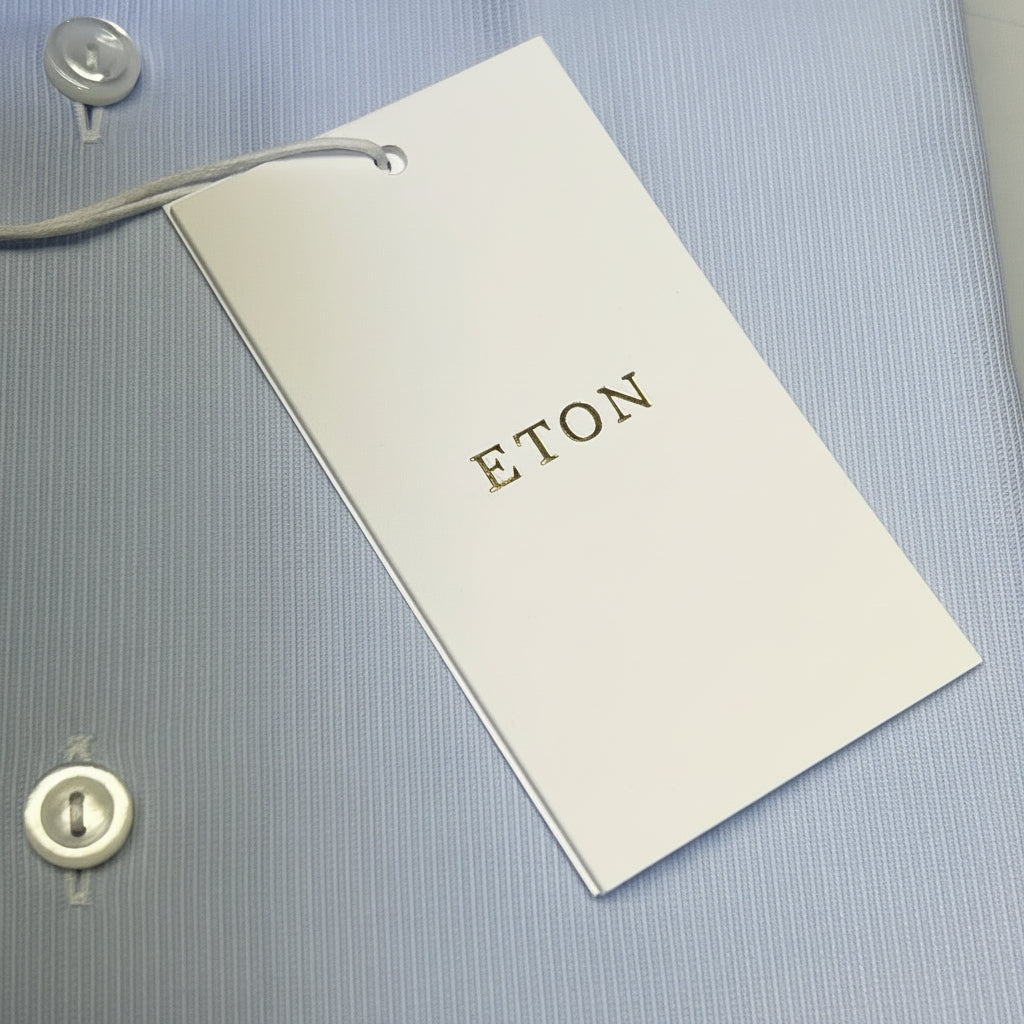 ETON Textured Twill Shirt Men's Contemporary Sz 43 Light Blue 1000136432243