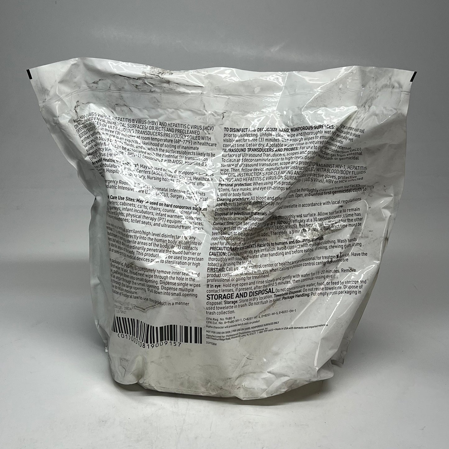 ZA@ SANI-CLOTH (250 PACK) Af3 Disinfectant Wipes Non-alcohol  XL  (As-Is)