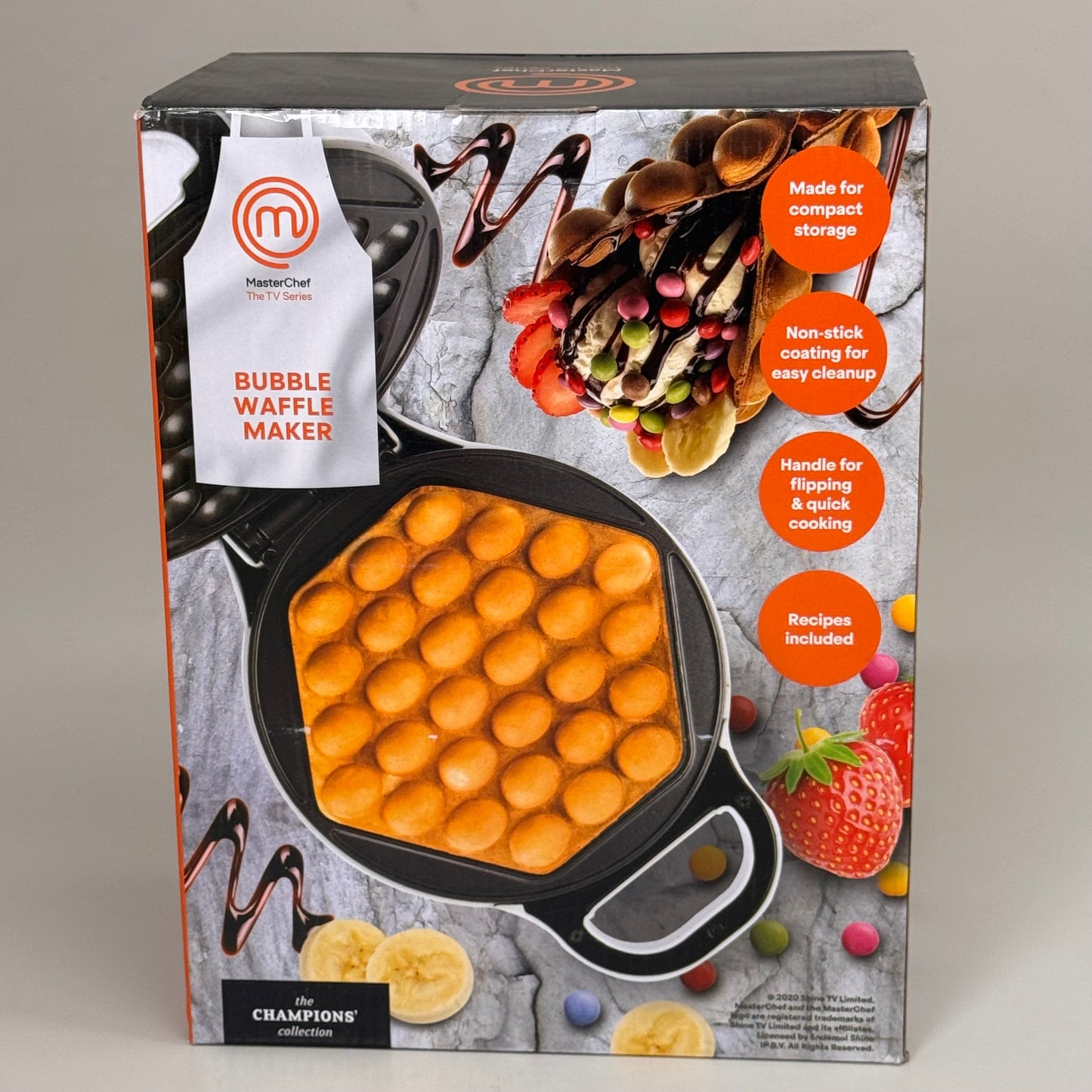 MASTER CHEF Bubble Waffle Maker Non-Stick Coating 12" x 9.5" White MTF-BWW-696