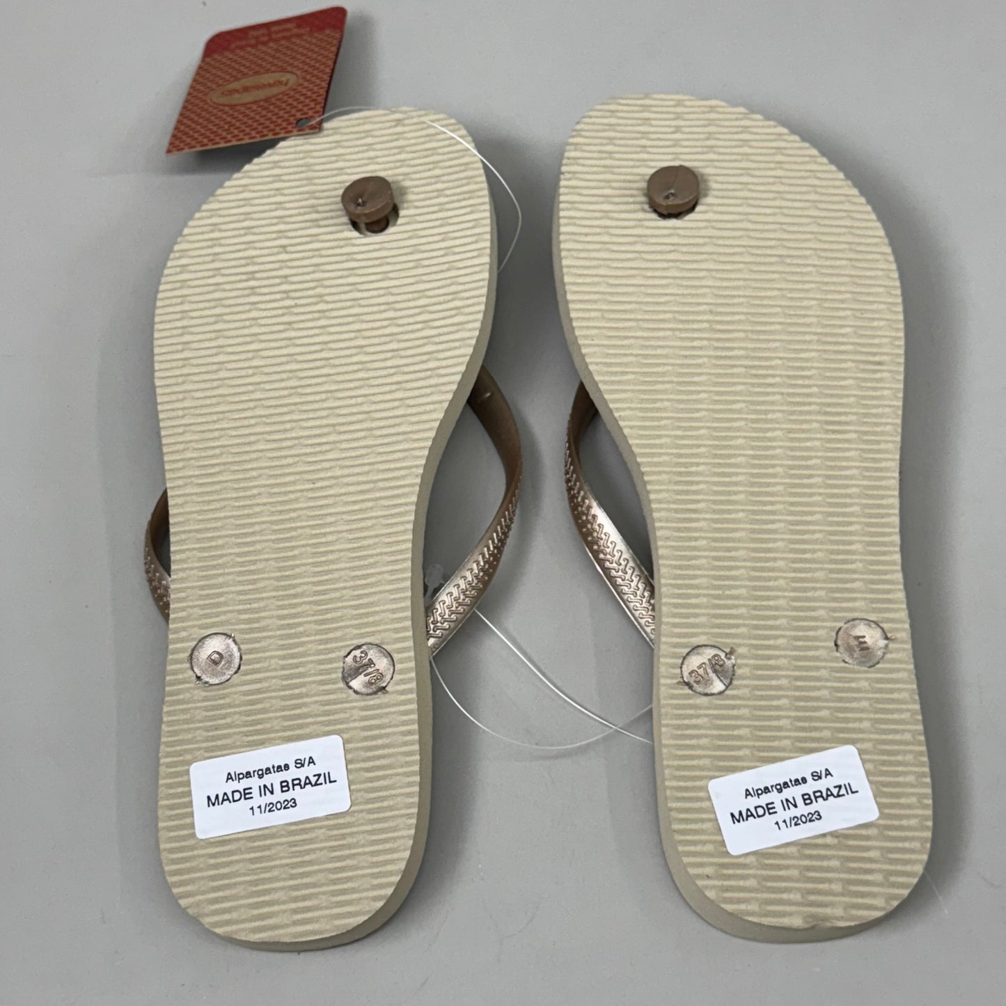 ZA@ HAVAIANAS High Quality Rubber Slim Flip Flops Non-Slip Women's 7/8 Sand Grey Light H