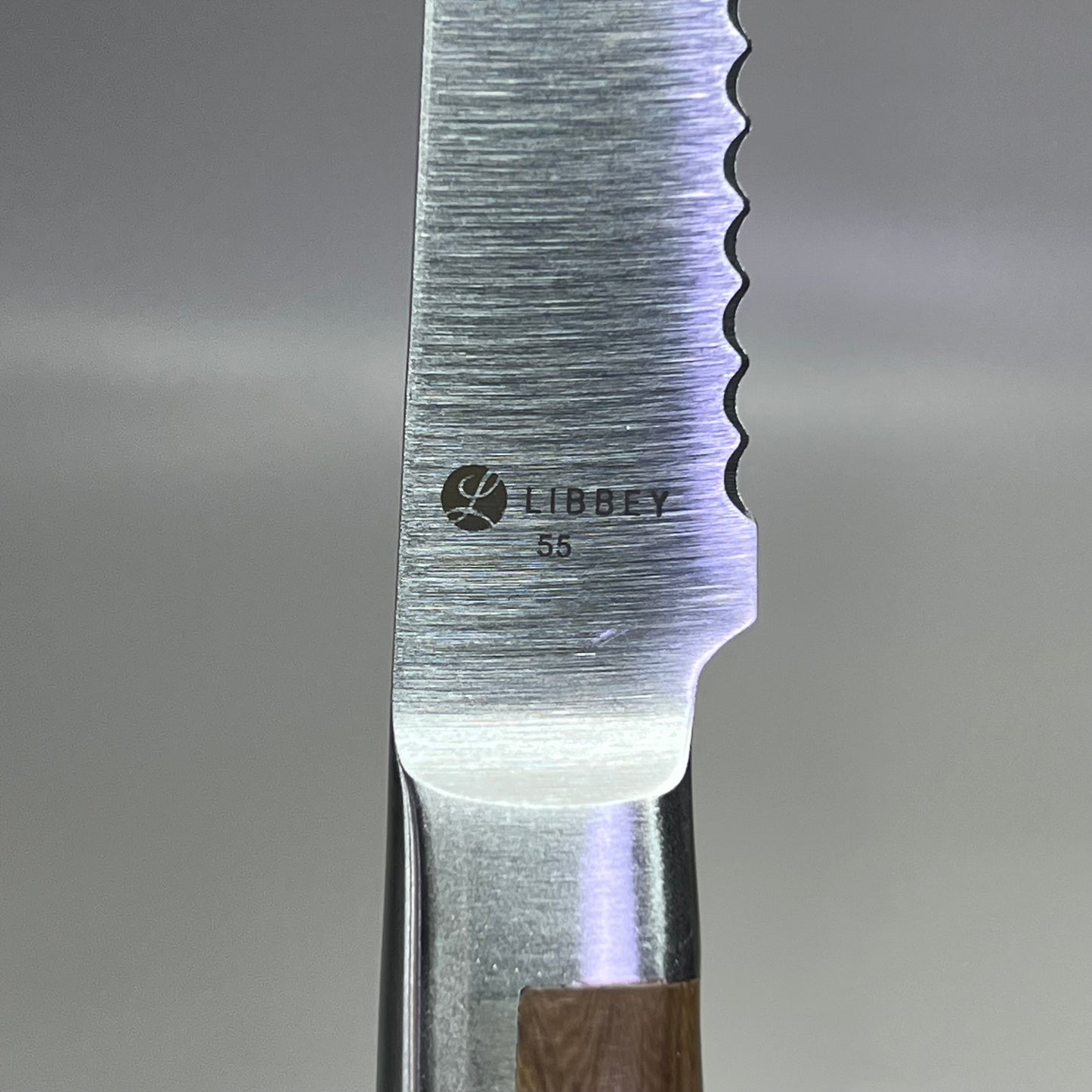 LIBBEY (12 PACK) 1/4" Serrated Frontier Steak Knife W/ Brown Handle Grey 201-2832