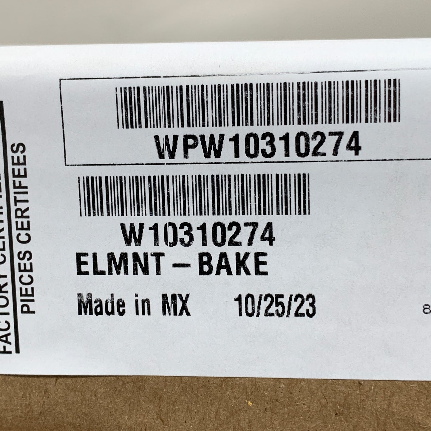 WHIRLPOOL Lower Range Bake Element Heat Supply for Baking OEM WPW10310274