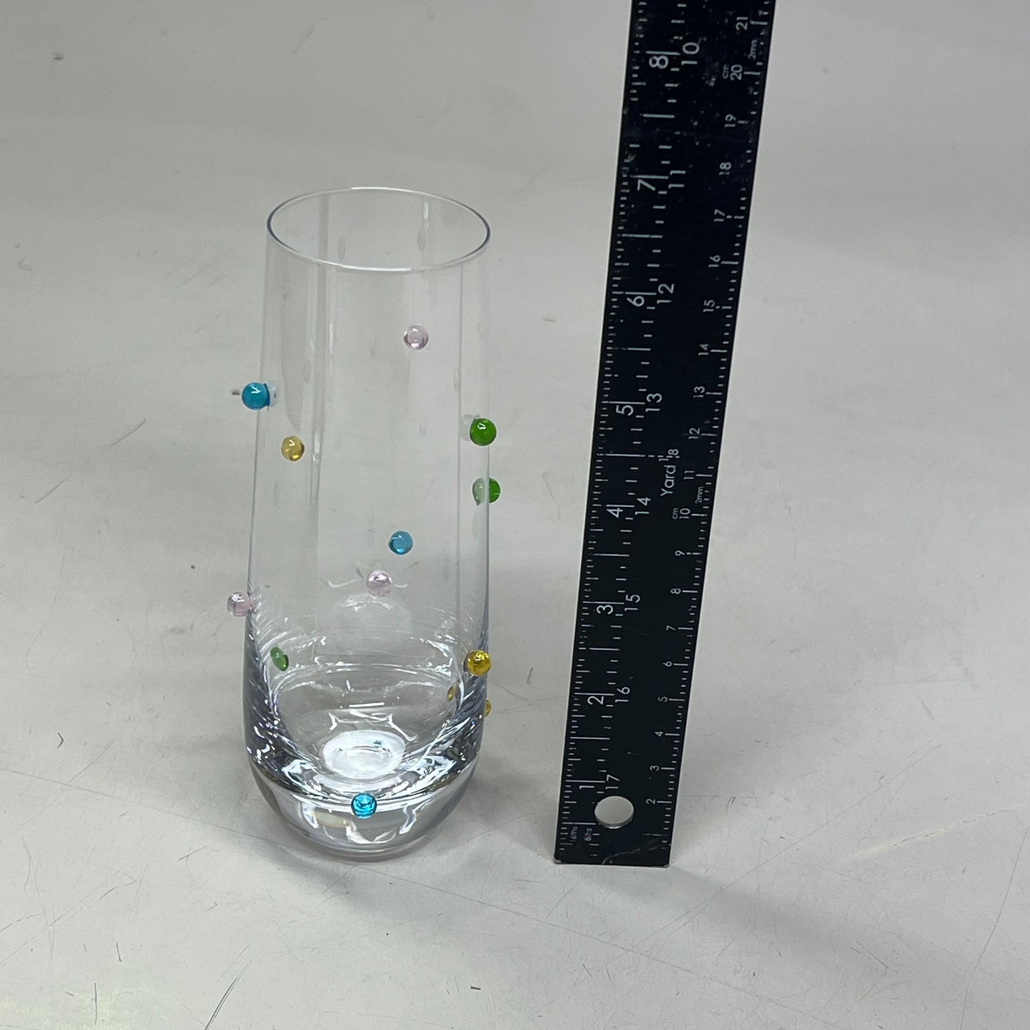 CREATIVE CO-OP (4 PACK) Handmade Drinking Glass Raised Dots 10oz Multicolor DG0848