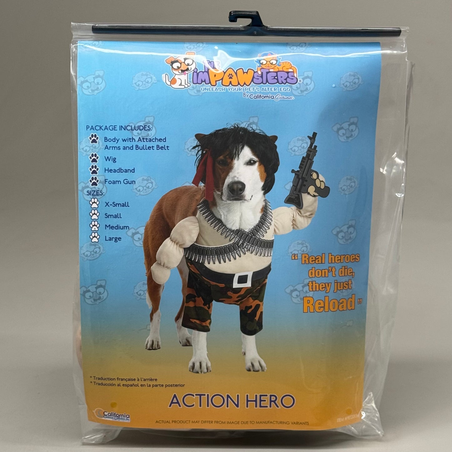 THE IMPAWSTERS California Costumes Action Hero Dog Costume Sz-M PET20156