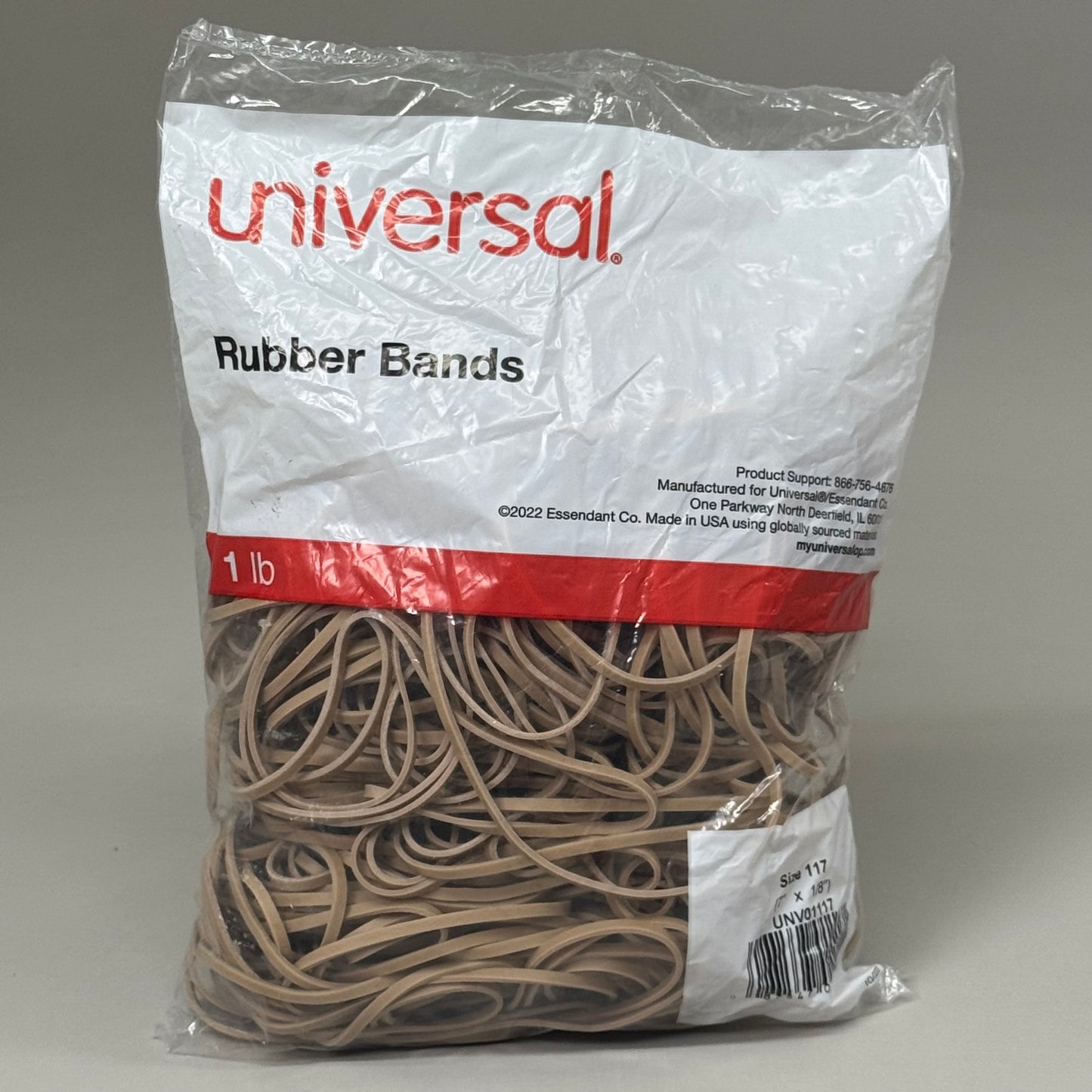 ZA@ UNIVERSAL (2 BAGS, 2 POUNDS) Rubber Bands Stretch Wrap Size 117 7" x 1/8" Beige (Copy)