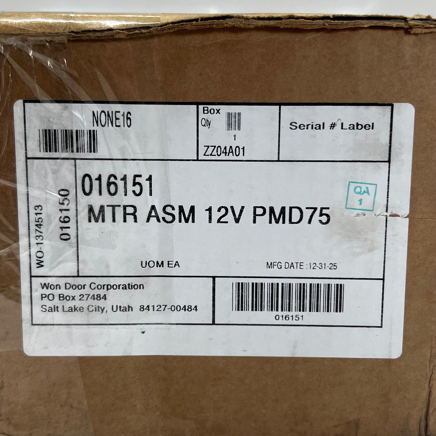 WON-DOOR Universal Closing System Subassembly PMD75 Pocket Motor Drive 12V 016151