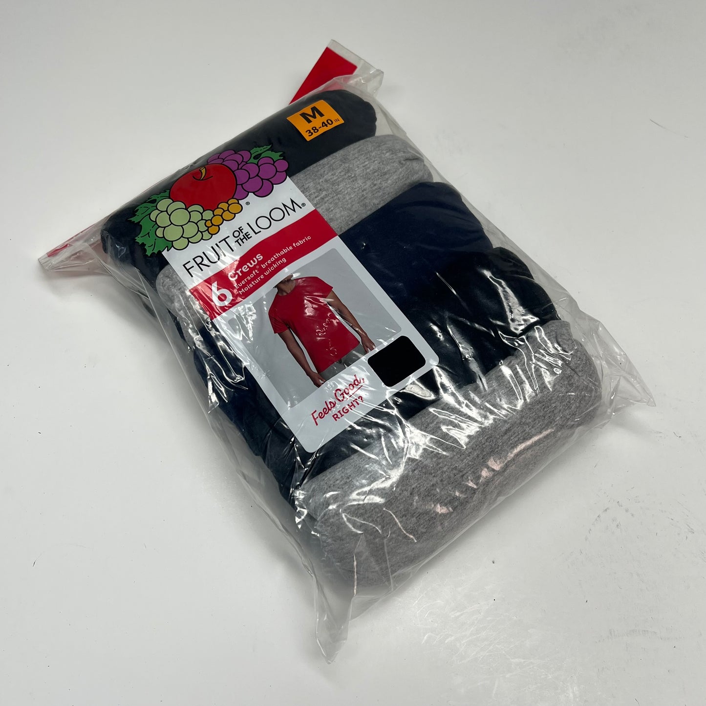 ZA@ FRUIT OF THE LOOM (6 PACK) Crew Neck T-shirts  Men's Sz M Assorted Colors