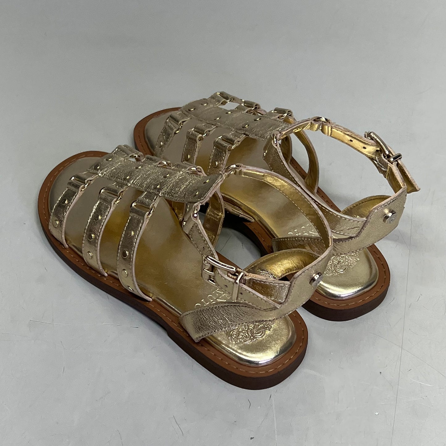 VINCE CAMUTO Leather Studded Gladiator Sandals Women's Sz 9M Egyptian Gold