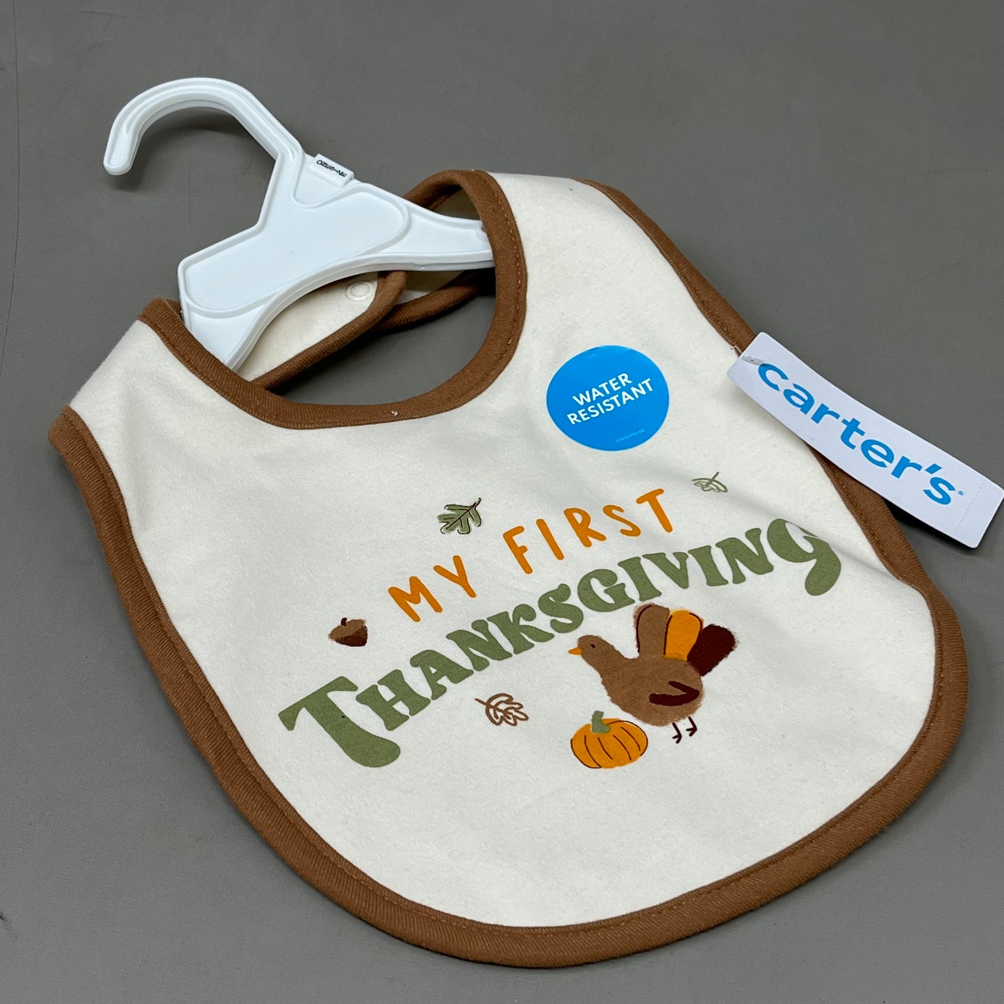 CARTER'S (3 PACK) My First Thanksgiving Bib Water Resistant One Size Ivy 1R302710