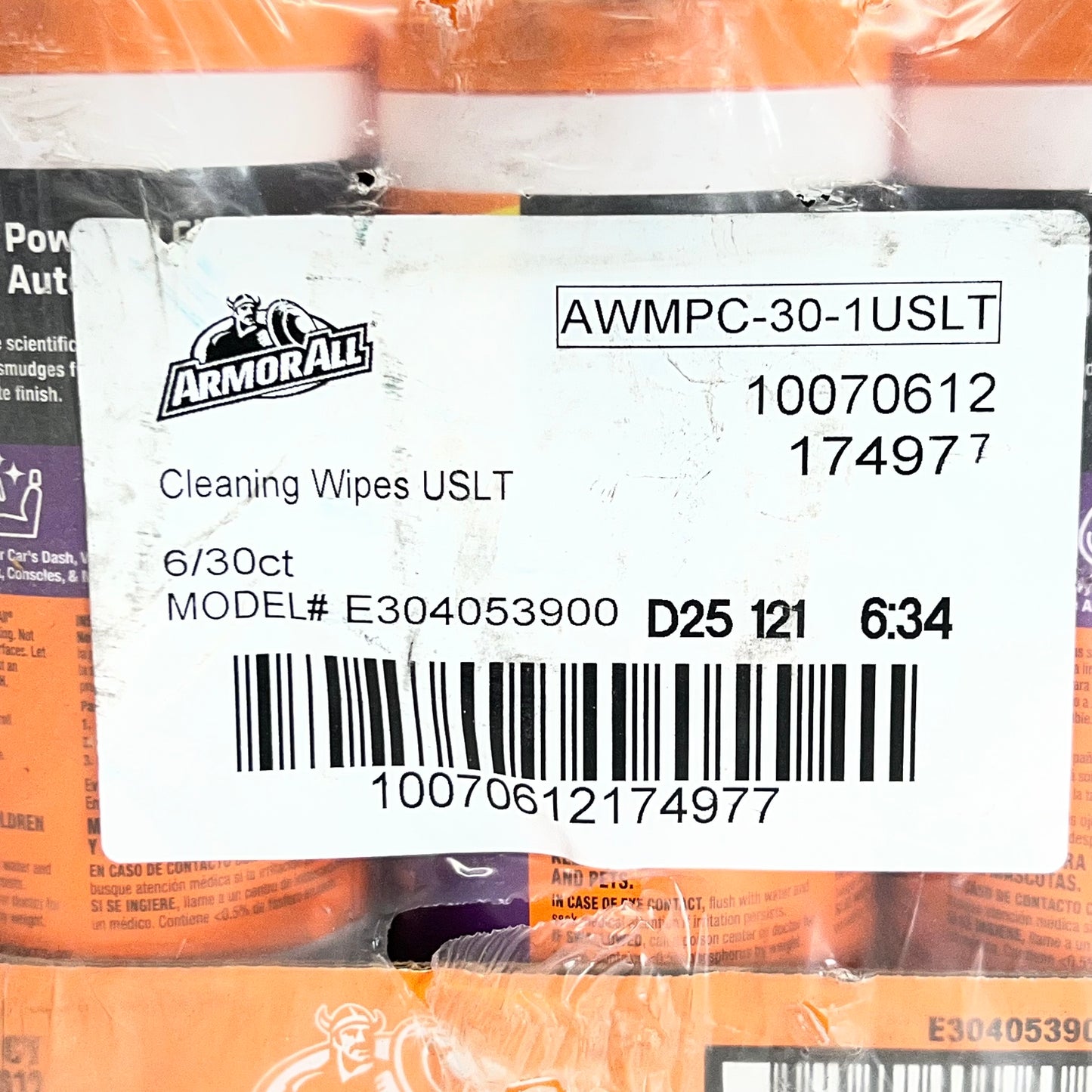 ZA@ ARMOR ALL (6 PACK) Car Interior Protectant Wipes 30 Wipes Sz 7" X 8", White 177421 (AS-IS, Some Containers are Damaged) A