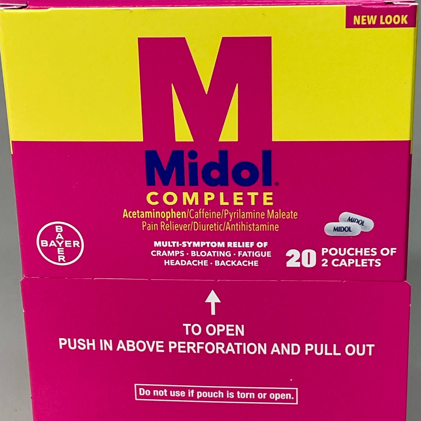 MIDOL Complete Symptom Relief of Cramps, Bloating, Fatigue 40 Caplets(20 pouches, 2 caplets each) Exp 08/24
