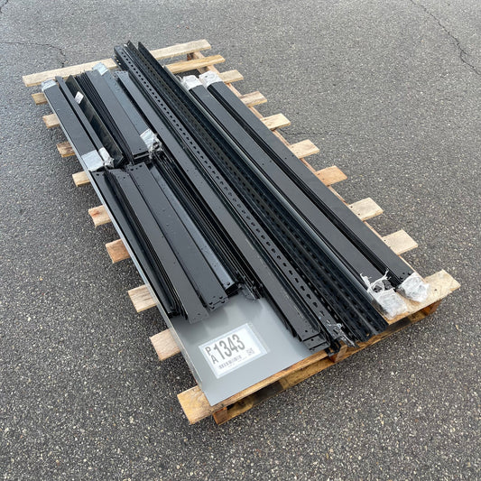 ZA@ Pallet of MIXED Steel Shelving Frame Parts ~440 lbs Black (AS-IS)