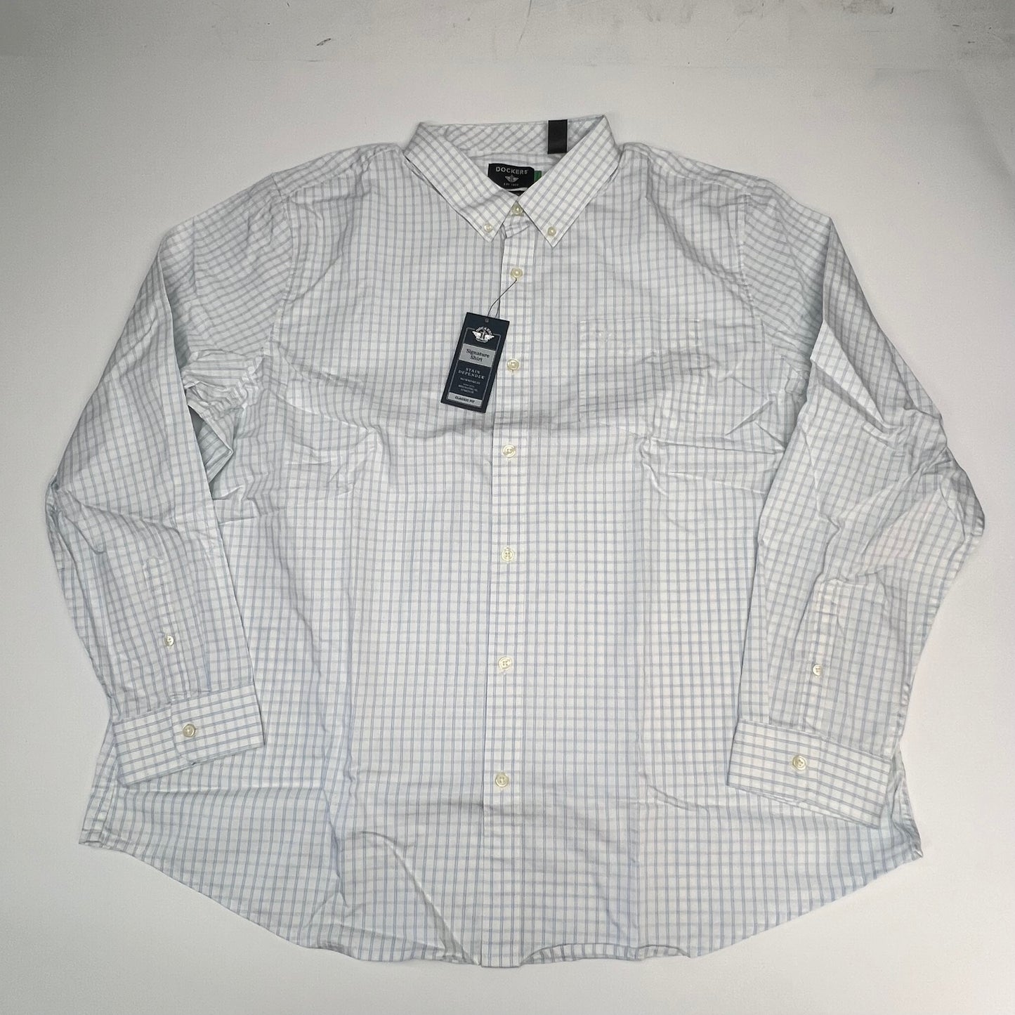 DOCKERS Signature Stain Defender Shirt Classic Fit Men's Sz XXL White A42520153