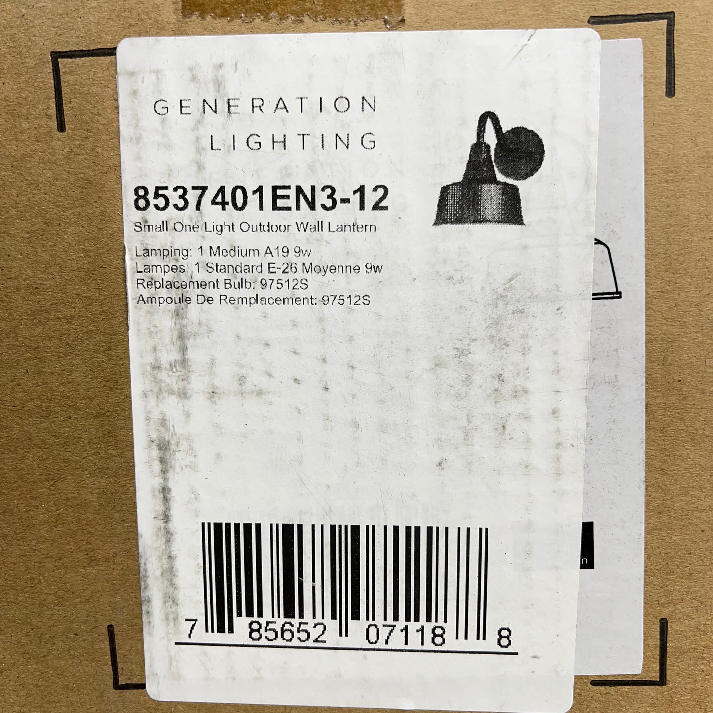 GENERATION LIGHTING  Wall Mount Barn Light Farmhouse Matte Black 8537401EN3-12