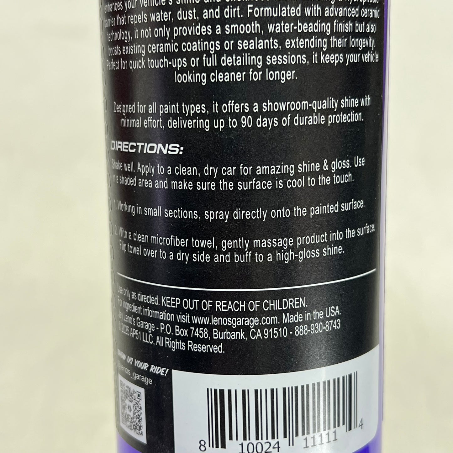 JAY LENO'S GARAGE (2 PACK) Ceramic Speed Detailer Enhance Gloss 16 oz JLG-CSD