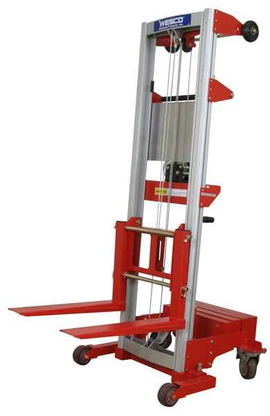WESCO Hand Winch Lifter, Counter Balance Straddle 68"x47"x29", 500 lbs cap Red 273517 (B)
