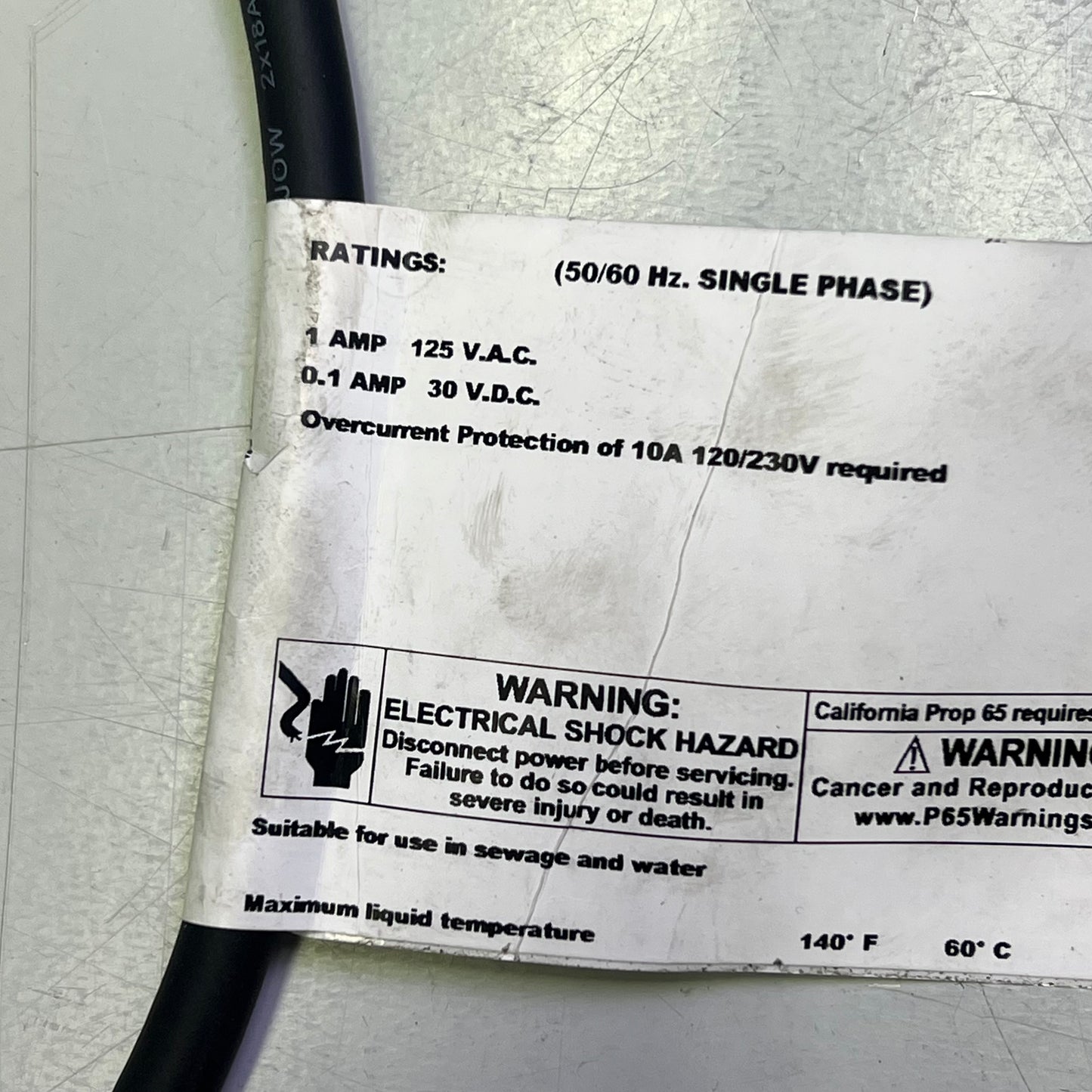 SJE RHOMBUS Mechanically Activated Pump Switch Float Switch 50' Black 1069194