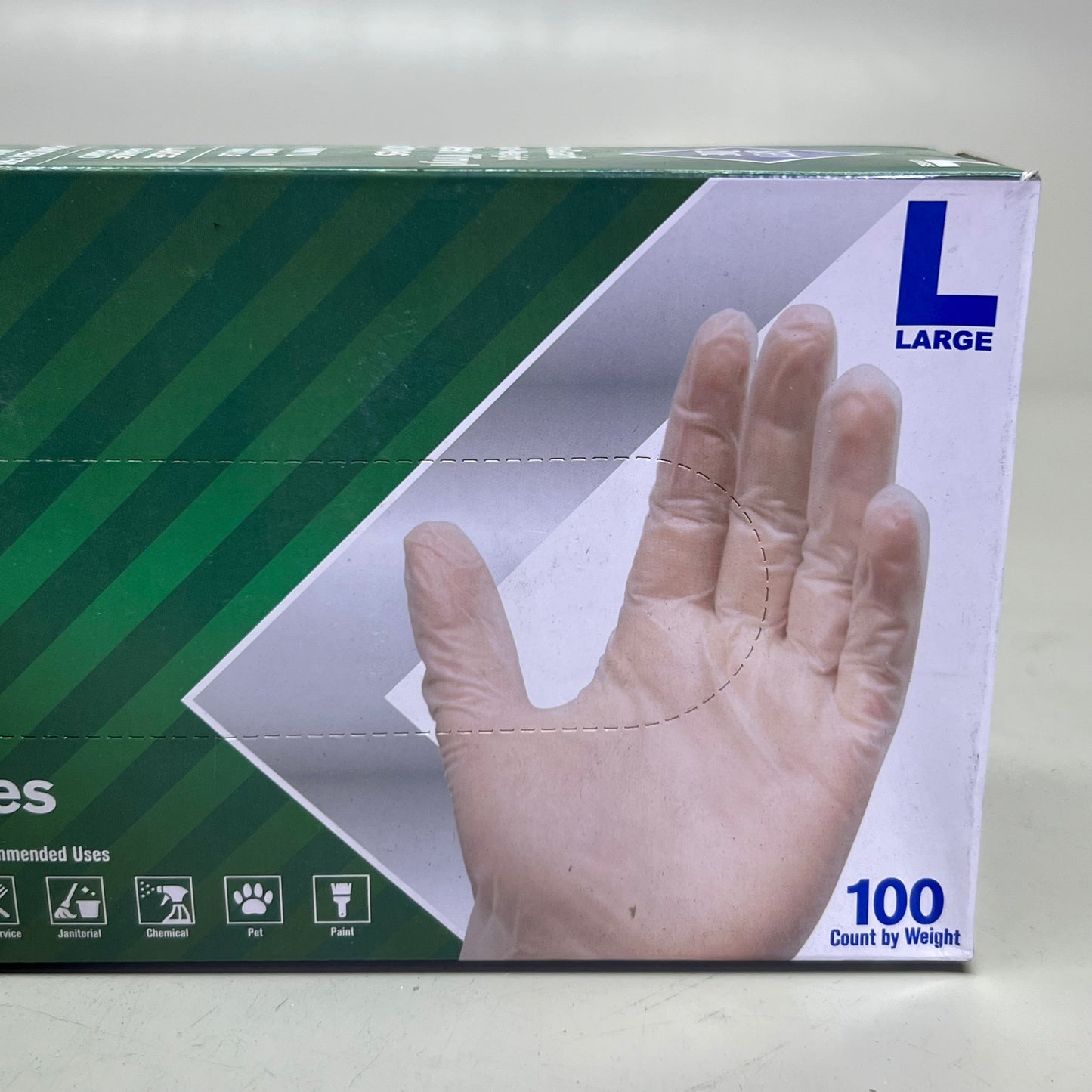 ZA@ SAFETY ZONE (2 PACK of 100 Gloves) Clear Vinyl Gloves Sz L GVP9-LG-HH (AS-IS, Distressed Box) D