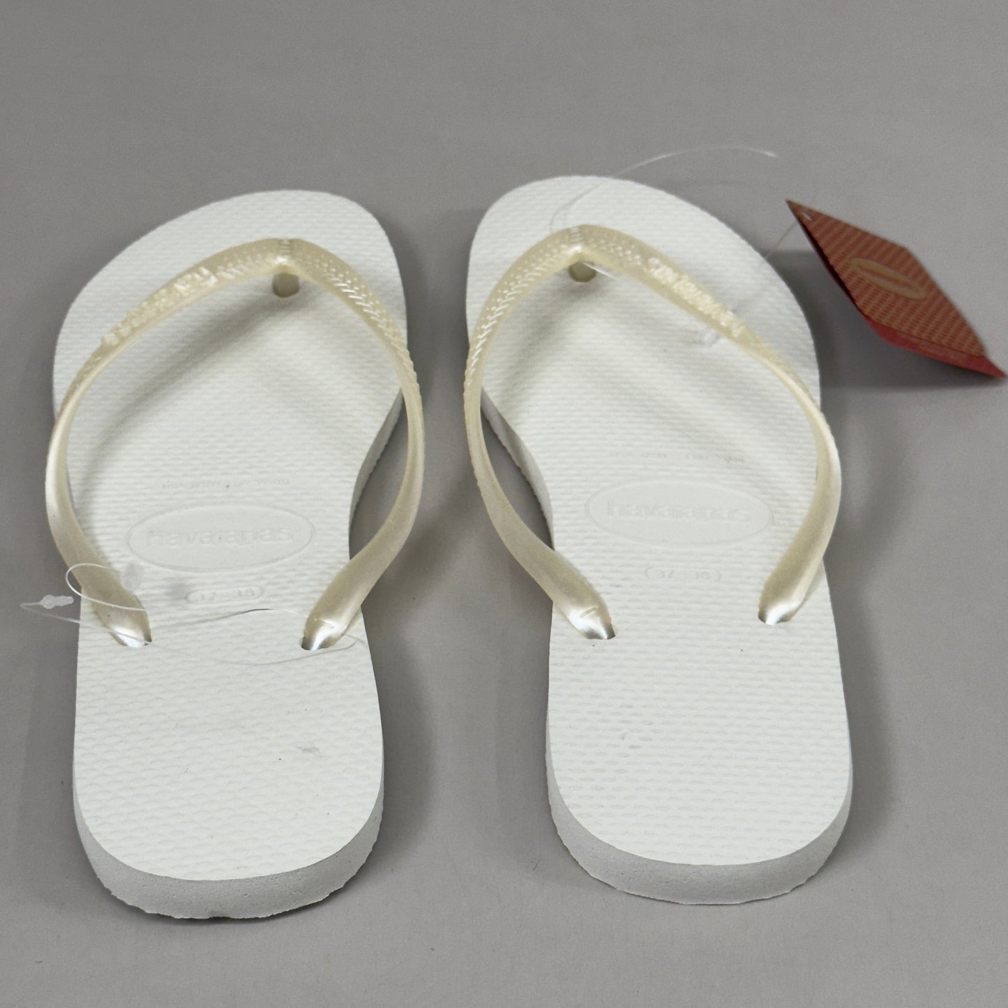 ZA@ HAVAIANAS High Quality Rubber Slim Flip Flops Non-Slip Women's 7/8 White 400030 D