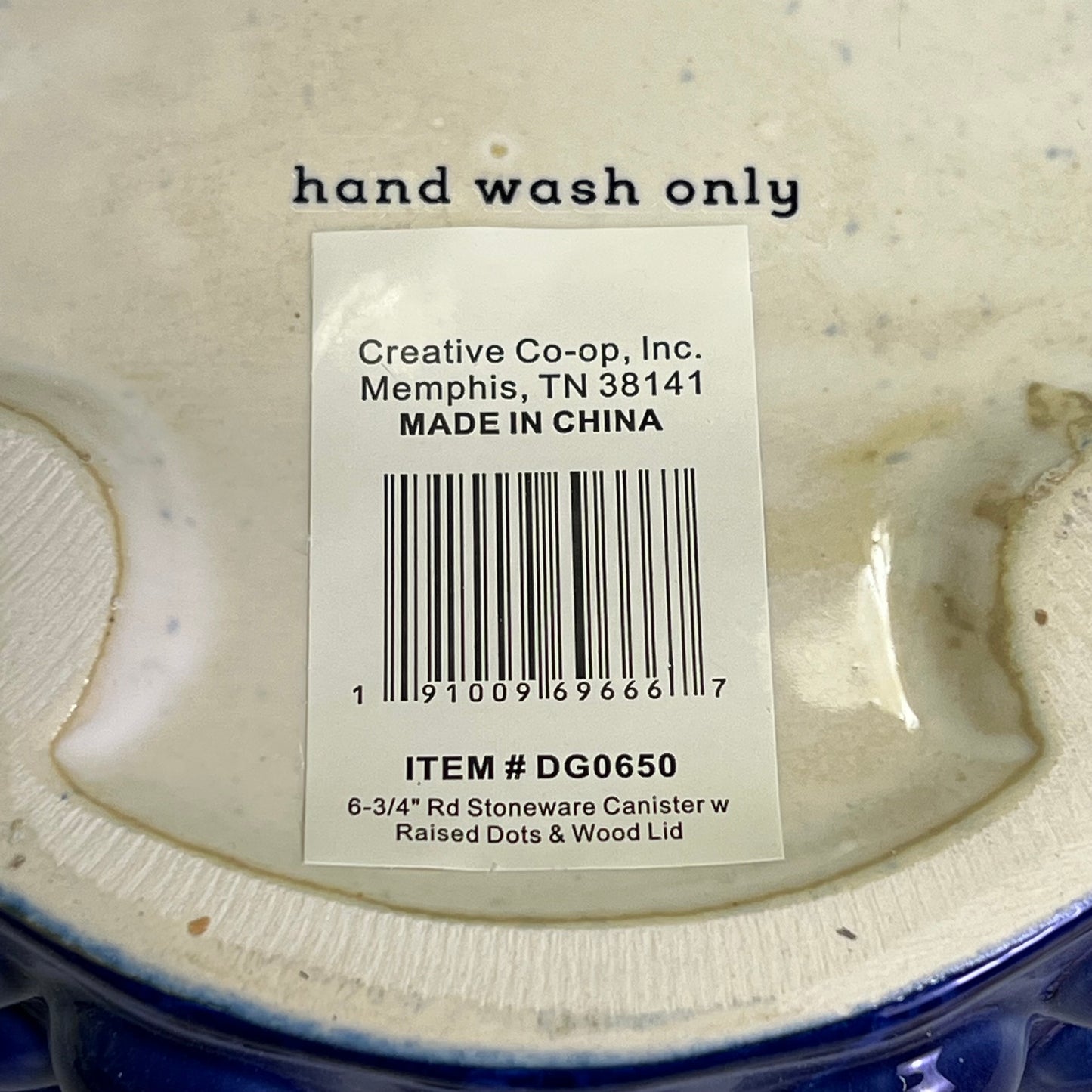 CREATIVE CO OP Large Stoneware Canister W/ Lid 10.5"H x 6.75"W Navy DG0650