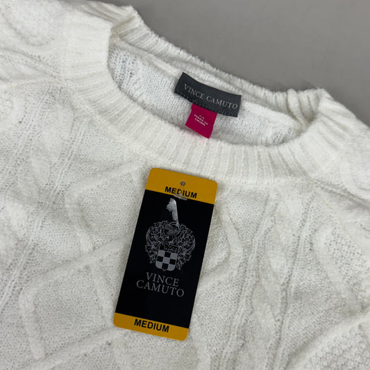 VINCE CAMUTO Cable Knit Sweater Women's Sz-M Antique White SC2895