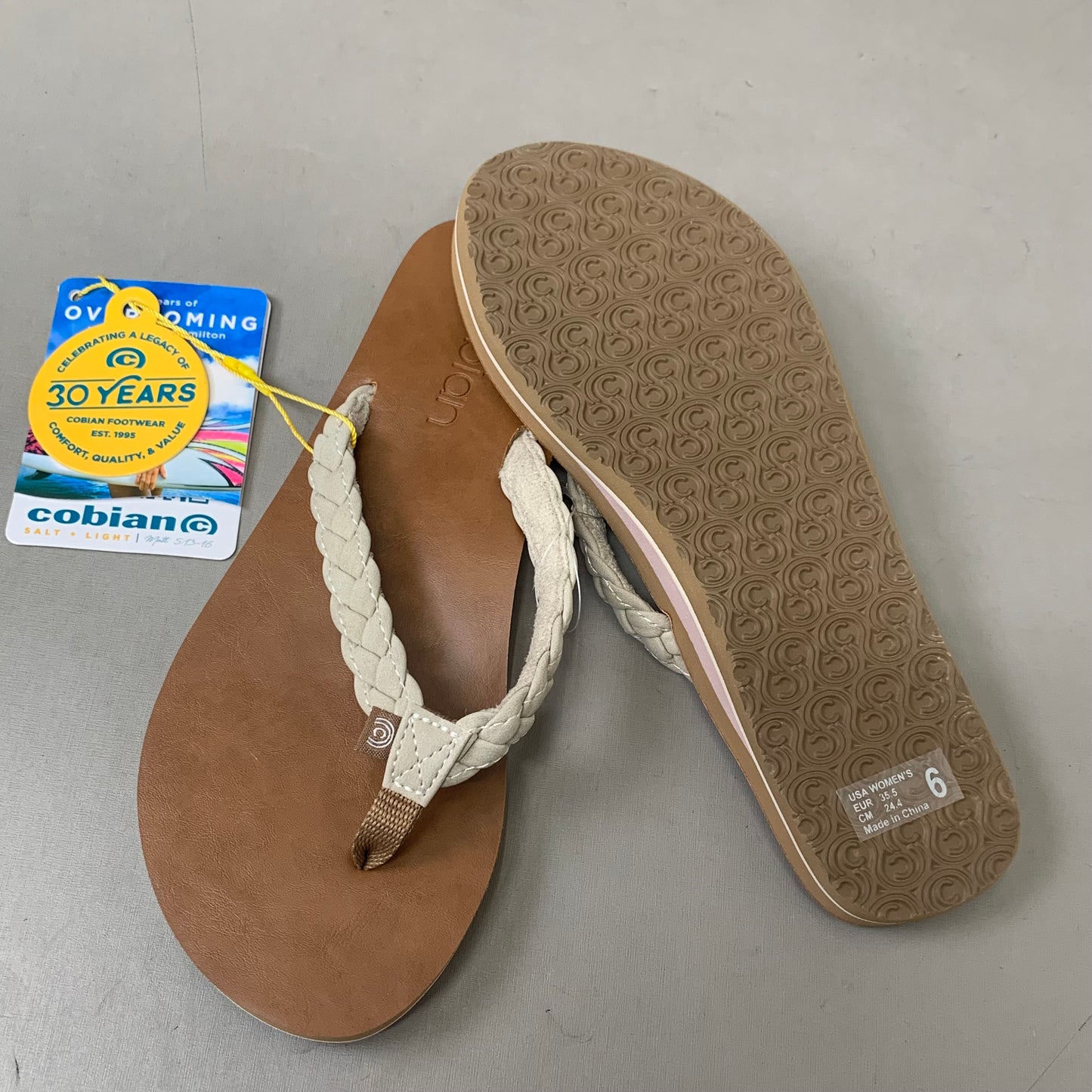 COBIAN Braided Pacifica Sandals Women's SZ 6, EU 35.5 Cream BBP23-110-6