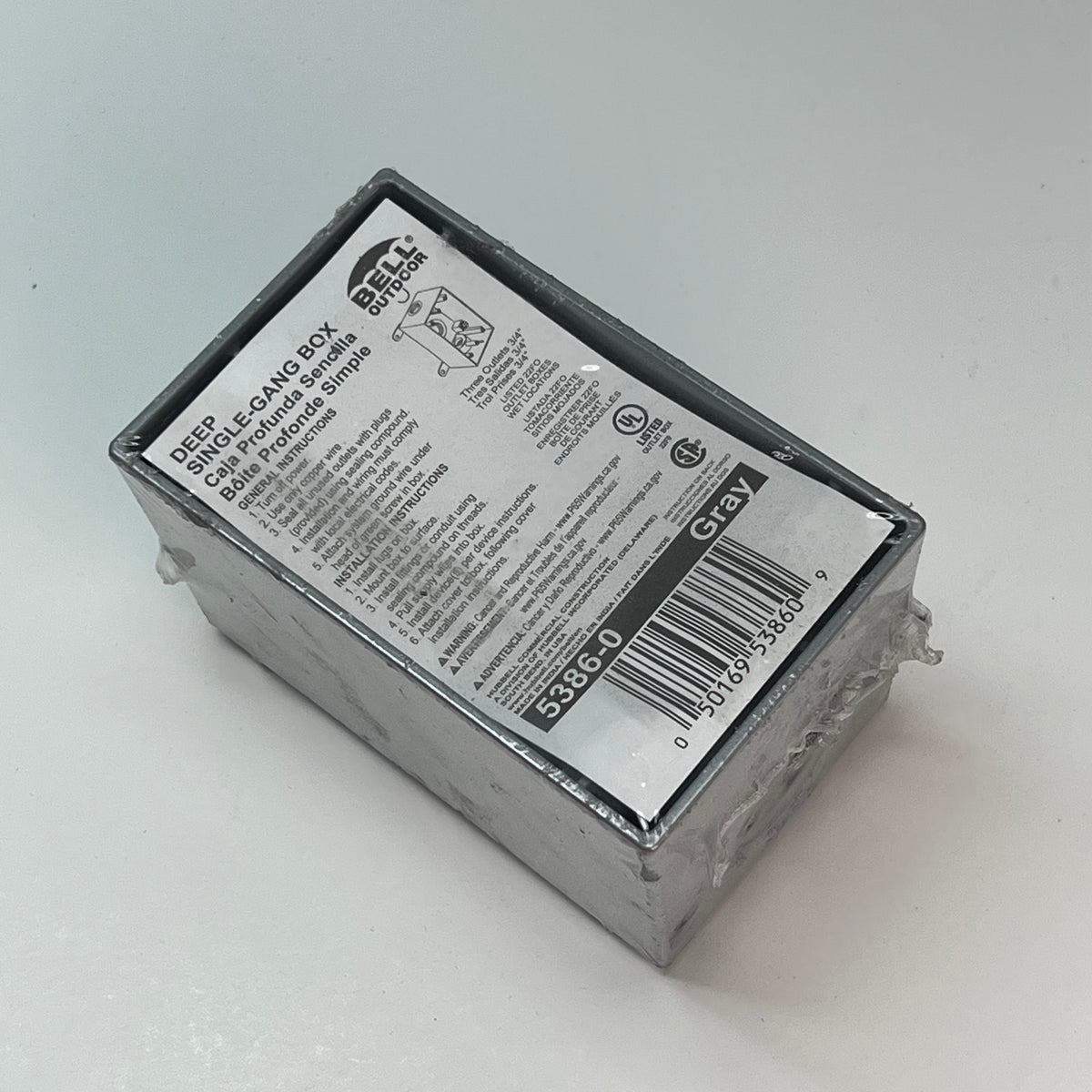 BELL OUTDOOR Single Gang Deep Weatherproof Box Aluminum 3/4" Grey 5386-0
