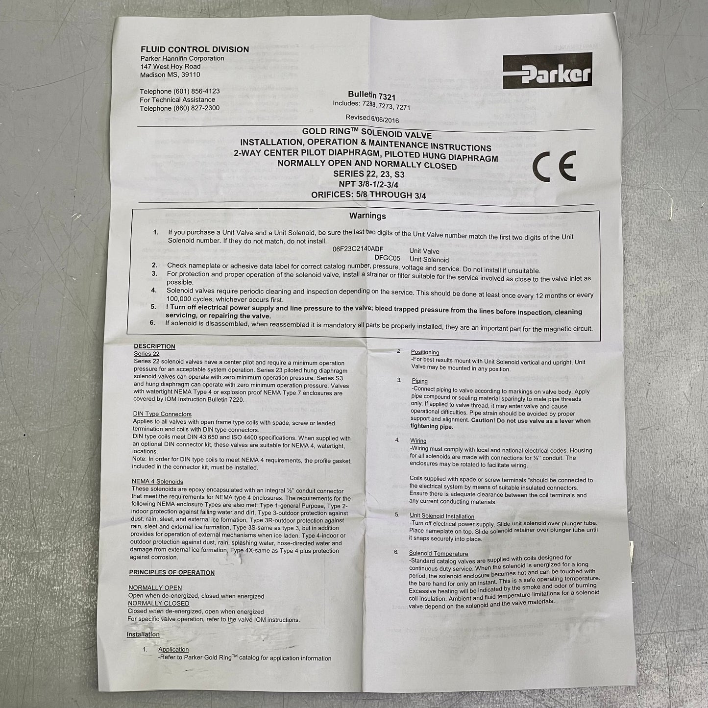 PARKER Gold Ring Complete Solenoid Valve 1F22C2148AAF4C01