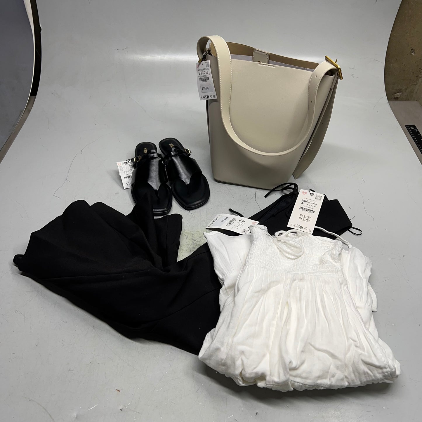 ZA@ ZARA Lot Of Assorted Clothing Dresses & Shoes Women's Sz XS & S / EU Sz 37 Shoe Black & White