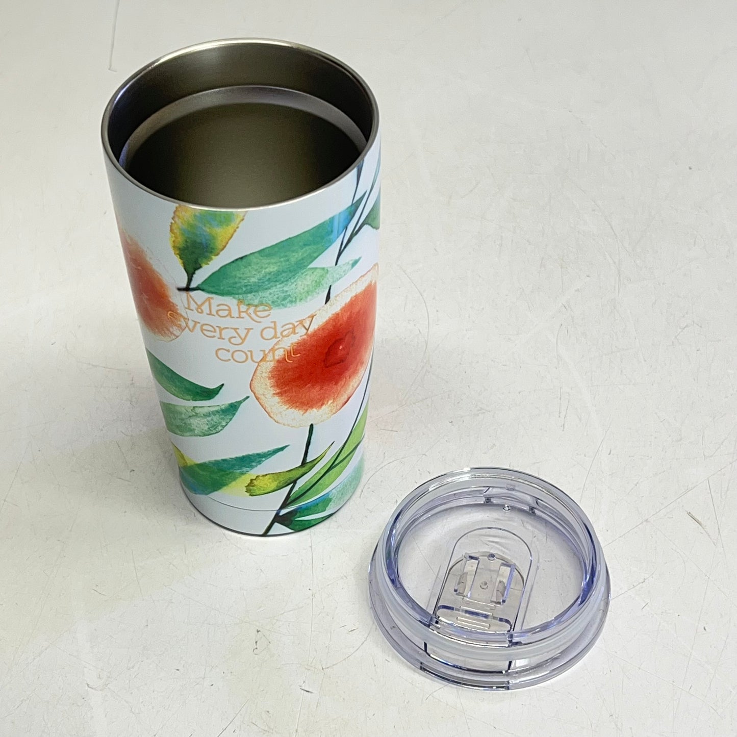 HEART FELT Orange Blossoms Tumbler Mug "Make Everyday Count" 18 Fl Oz HFSMUG225