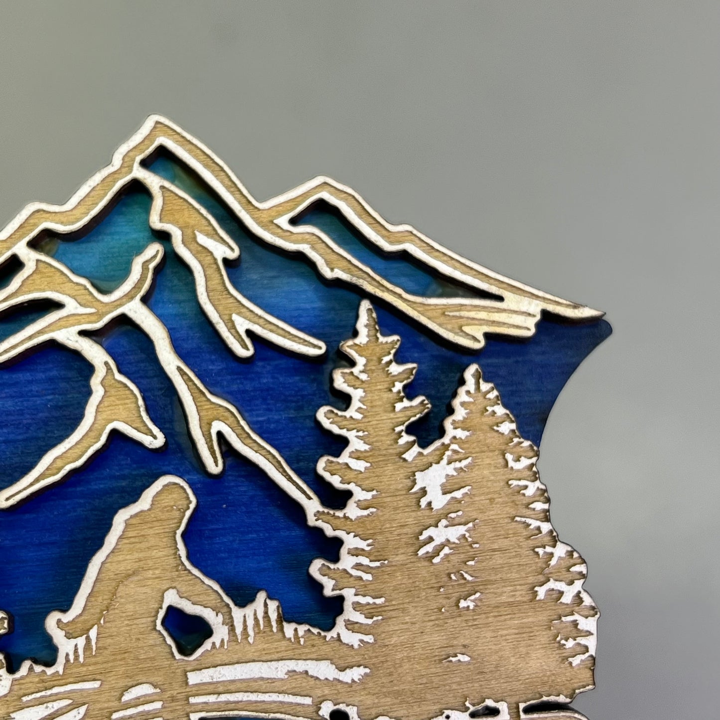 (2 PACK) Roaming Sasquatch Laser Cut Wood Magnet Souvenir JUNEAU,AK Made In USA