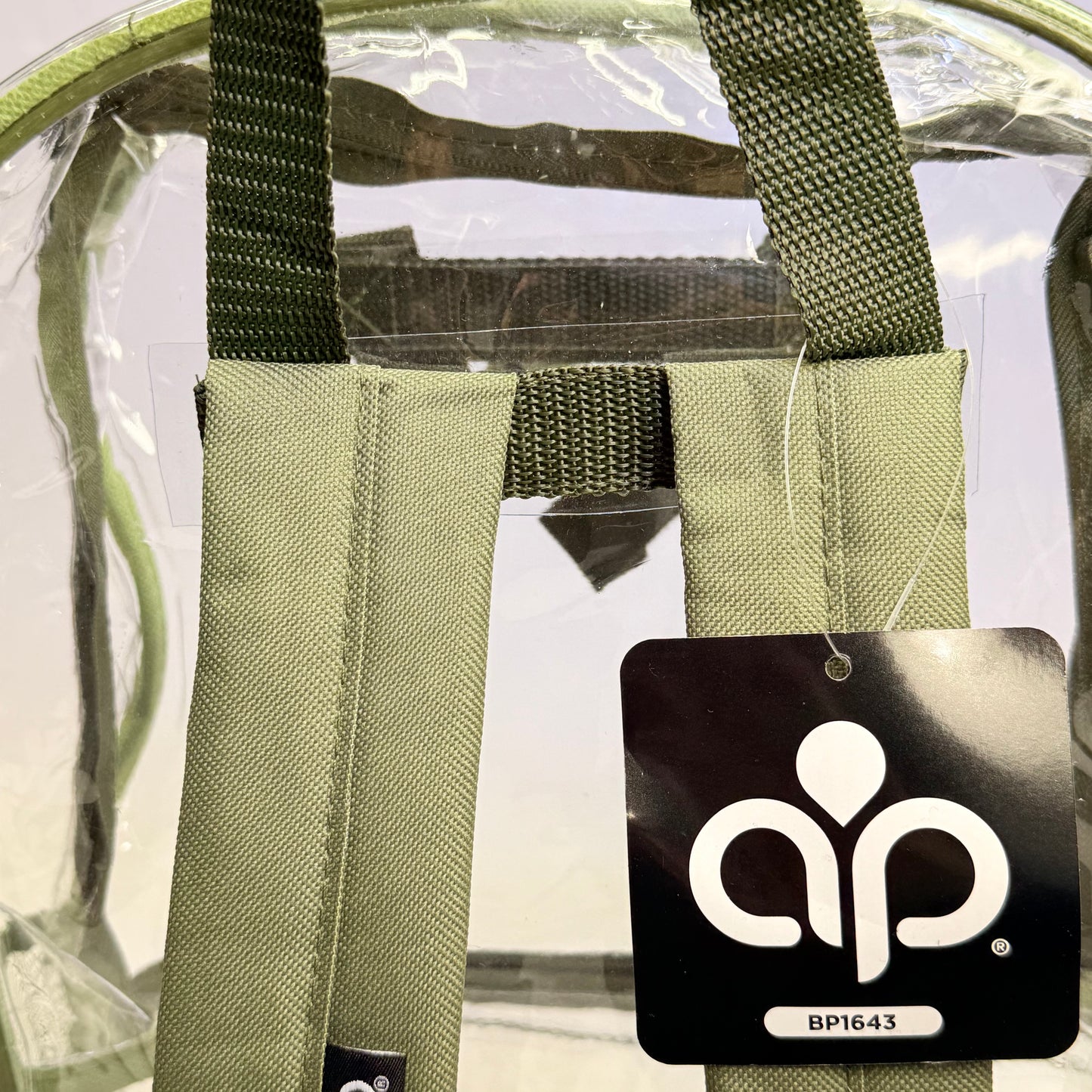 BWAP 17" Clear Plastic Backpack 17" x 12" x 6" Color Olive Green BP1643