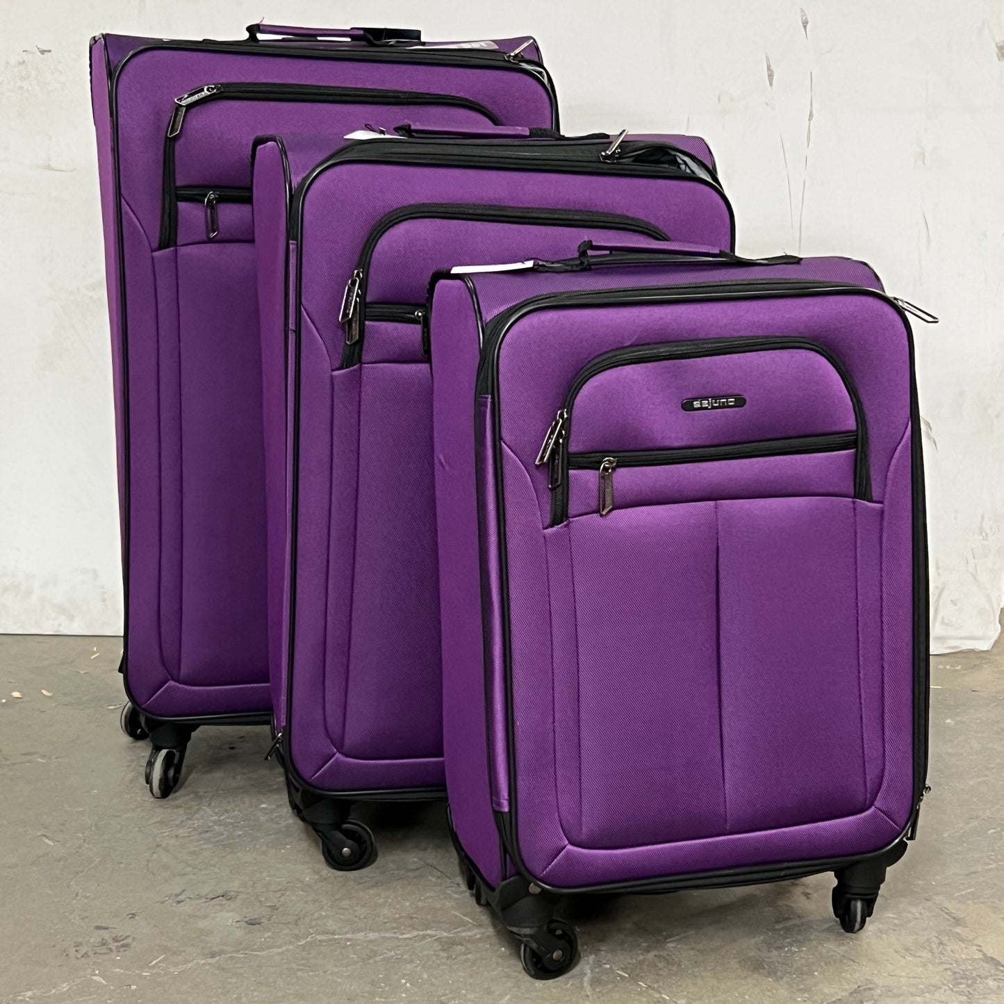 DEJUNO (3 PACK) Light Weight Expandable Spinner Rolling Suitcase Set Purple