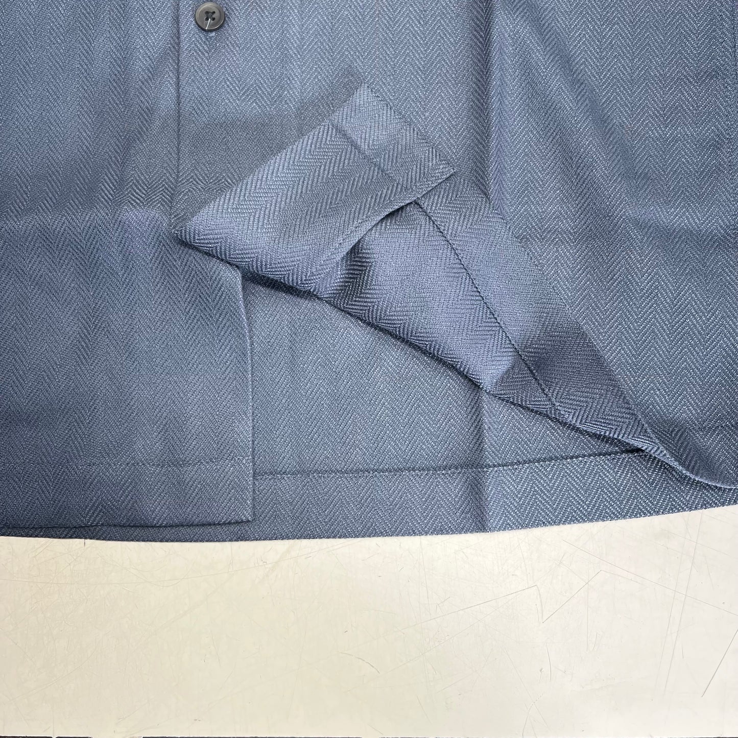 RW & CO Short-sleeve Herringbone Shirt W/ Camp Collar Men's Sz XS Blue 485793
