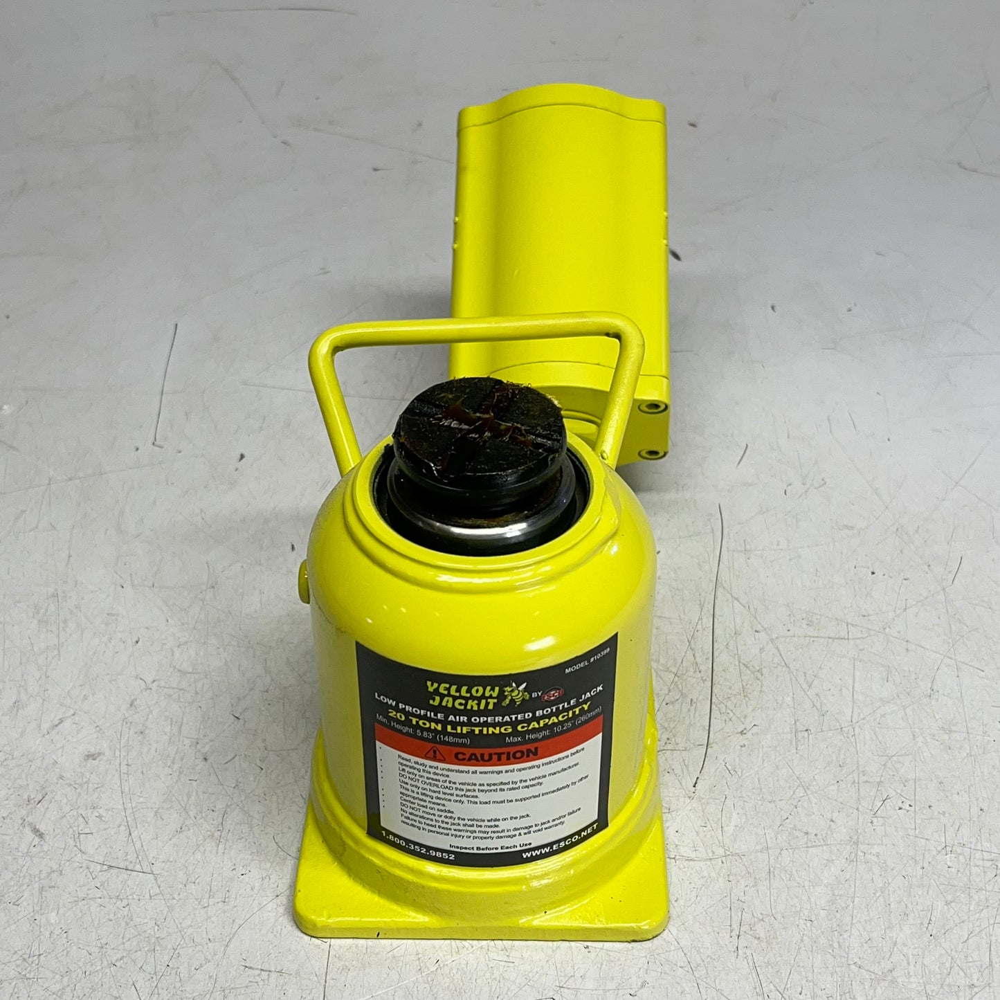 ESCO Yellow Jackit Air Hydraulic Shorty Bottle Jack 20 Ton Lifting Cap 10399