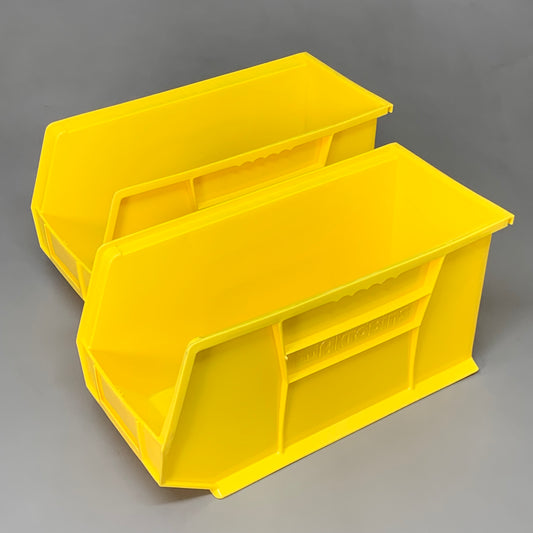 AKRO-MILS (2 PACK) AkroBins Hang & Stack Plastic Storage Bin Yellow 30265YELLO