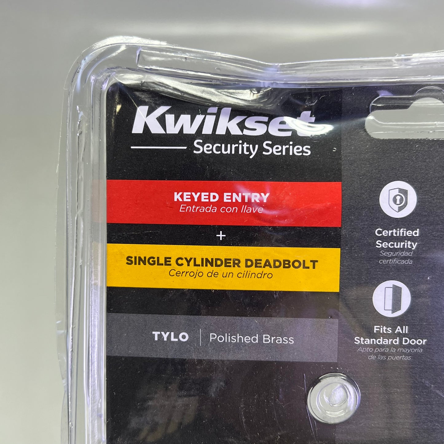 KWIKSET Tylo Polished Deadbolt & Passage Knob 1-3/4" Polished Brass 96900-253
