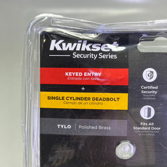 KWIKSET Tylo Polished Deadbolt & Passage Knob 1-3/4" Polished Brass 96900-253