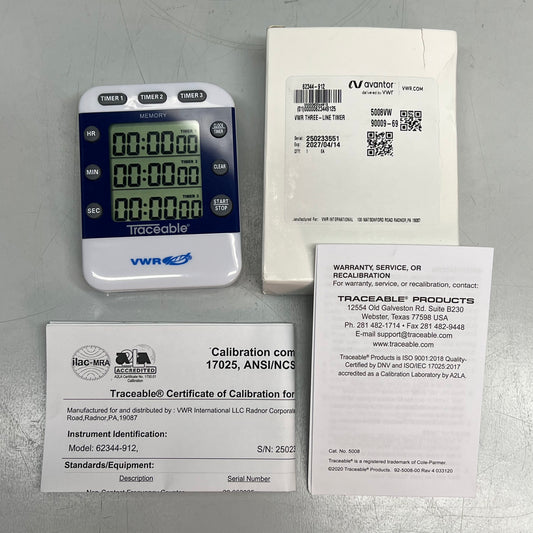 VWR Traceable Triple-Display Digital Timer Built In Stand / Magnet  UX-94461-23