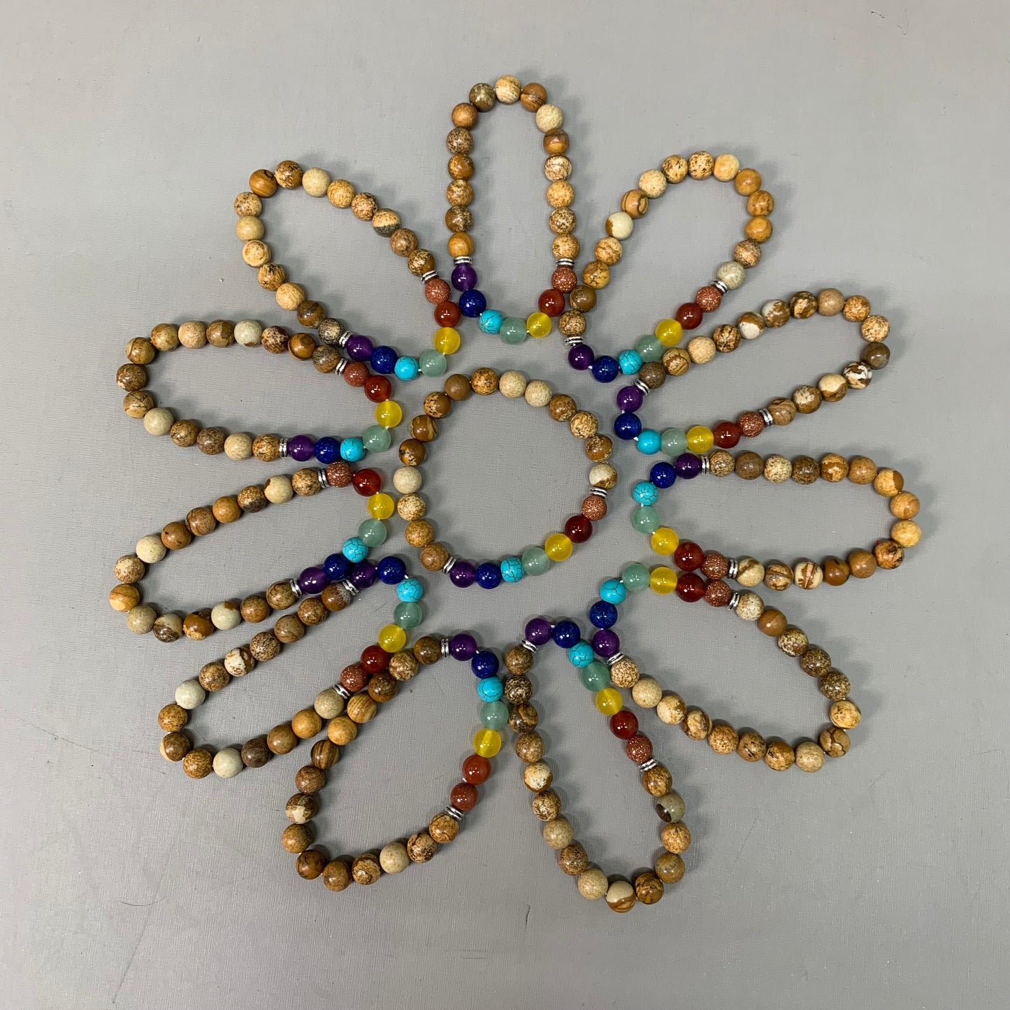 BEST WHOLESALE (12 PACK) Beaded Light Brown Rainbow Crystal Bracelets 3" New